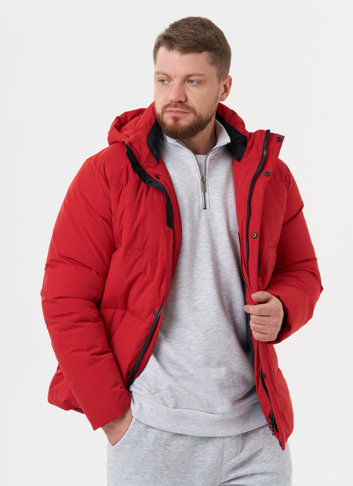 Яркий пуховик с капюшоном