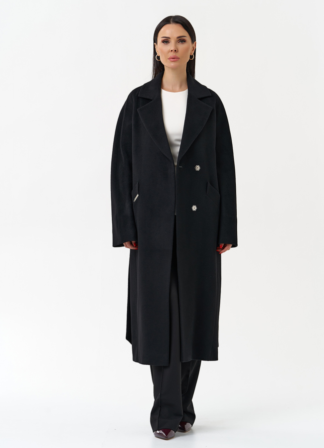 Классическое женское пальто в черном цвете модель № 21307 универмаг малина