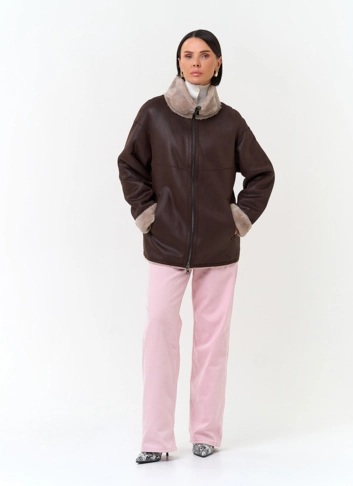 Женская дубленка из эко замши