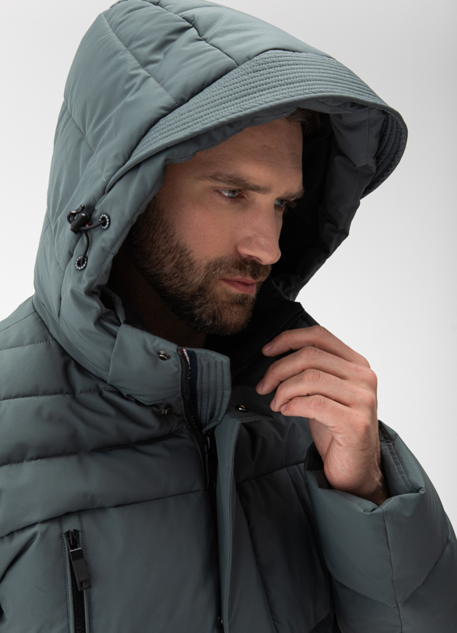 Мужской пуховик с капюшоном  модель № 27993 универмаг малина