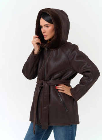 Женская дубленка из эко замши