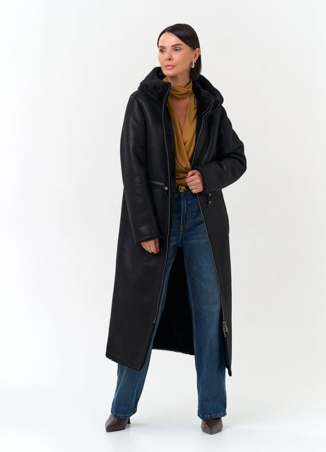 Женская дубленка из эко замши модель № 33911 в рассрочку