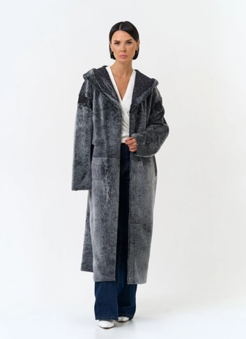 Женская двухсторонняя дубленка из натурального меха фото
