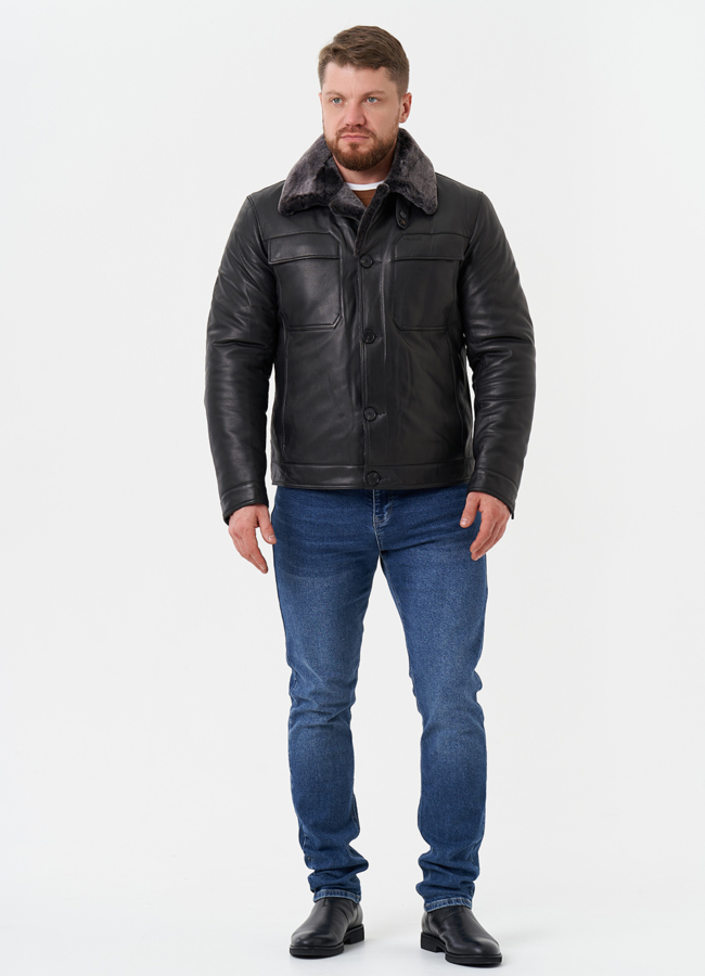 Мужская куртка из натуральной кожи модель № 28072 универмаг малина