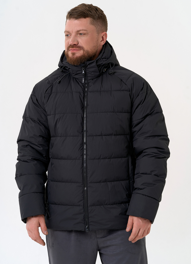 Мужской пуховик черного цвета с капюшоном модель № 31458 в рассрочку
