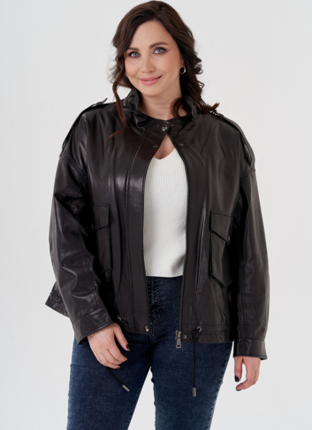 Куртка из натуральной кожи черного цвета