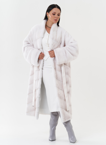 Шуба из меха норки с воротником шаль