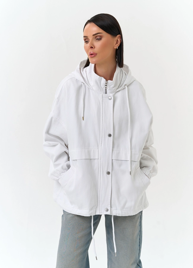 Женская джинсовая куртка с капюшоном модель № 33126 универмаг малина