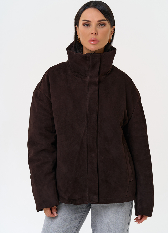 Куртка -пуховик из натуральной замши модель № 31373 универмаг малина