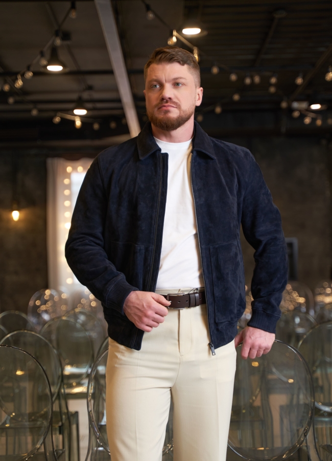 Мужская куртка бомбер из натуральной замши модель № 30065 в кредит