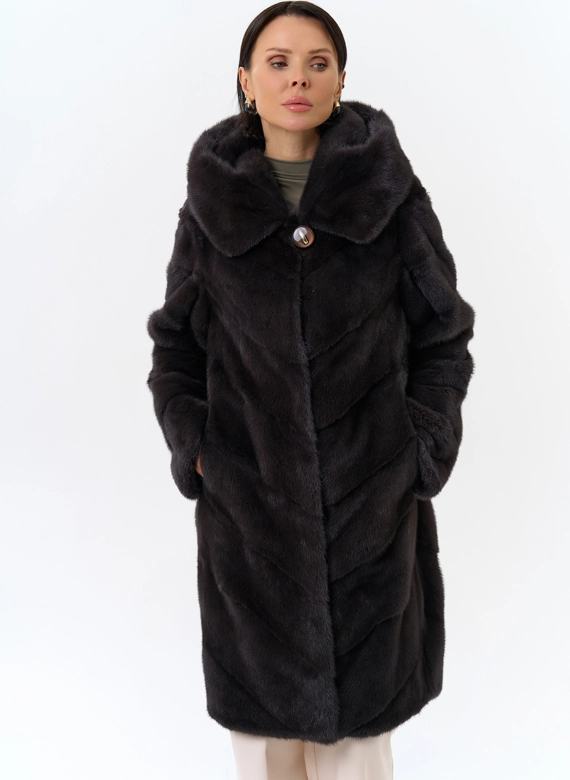Норковая шуба с капюшоном