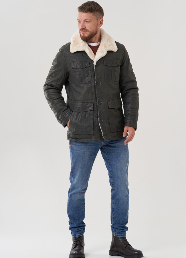 Куртка мужская из натуральной кожи  модель № 82314 в кредит