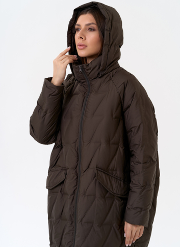 Женское свободное пальто с капюшоном